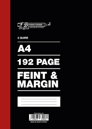 A4 192 PAGE FEINT AND MARGIN HARDCOVER BOOK